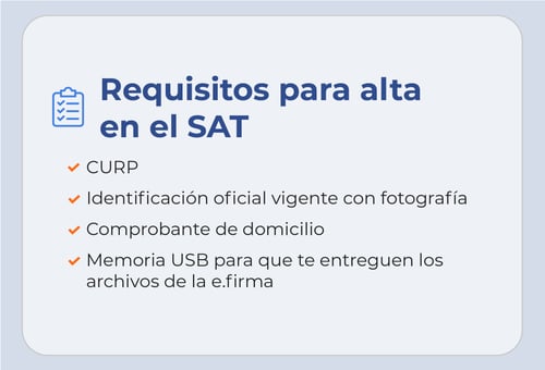 Requisitos para alta en el SAT