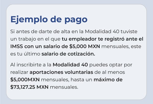 Ejemplo pago tope de Modalidad 40 IMSS