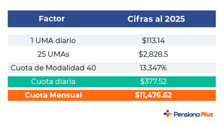 Factor de la cuota en la Modalidad 40 en 2025