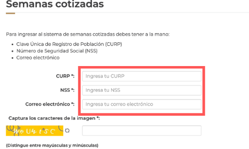 Datos para la constancia de semanas cotizadas IMSS